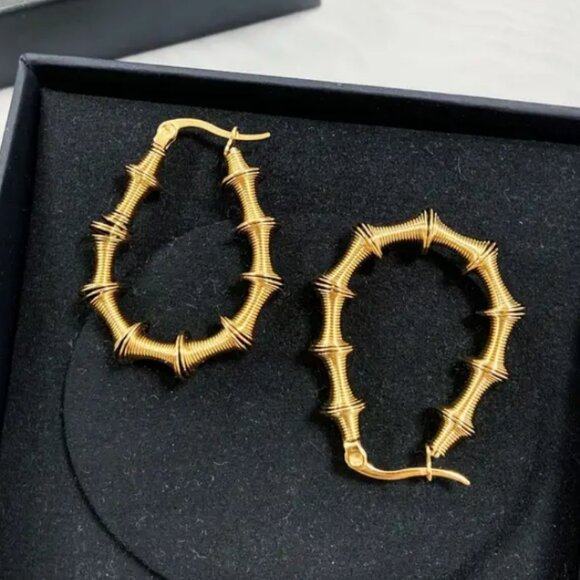 14K Gold Womens Twisted Braided Wire Oval Hoop Earrings 14 Karat Silver Jewelry